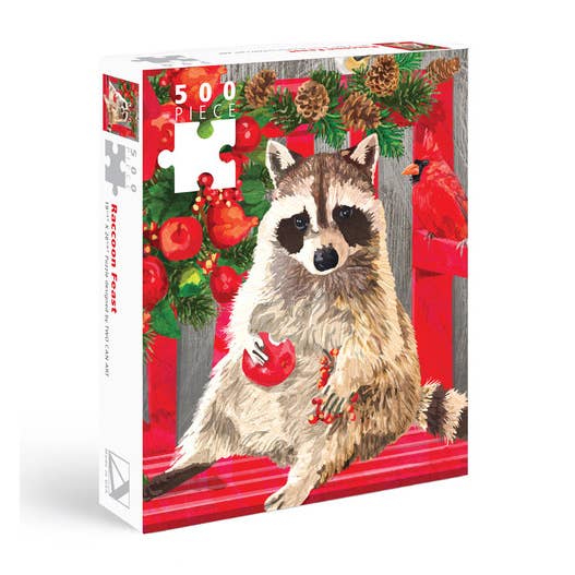 Red Handed Raccoon 500 Piece Puzzle-Games and Puzzles > Toys & Games > Puzzles > Jigsaw Puzzles-Quinn's Mercantile