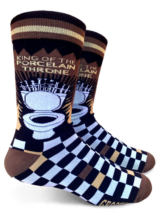 King Of The Porcelain Throne Men's Crew Socks-Men's Gifts > Apparel & Accessories > Clothing > Underwear & Socks-Quinn's Mercantile