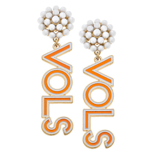 Tennessee Pearl Cluster Vols Earrings-Apparel & Accessories > Jewelry > Earrings-Quinn's Mercantile