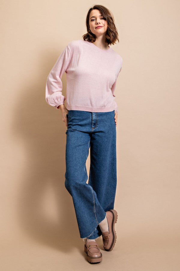 Dusty Pink Sweater Top-Apparel & Accessories > Clothing > Shirts & Tops-Quinn's Mercantile