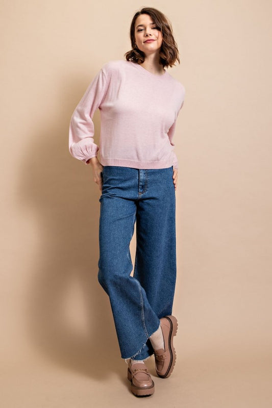 Dusty Pink Sweater Top-Apparel & Accessories > Clothing > Shirts & Tops-Large-Quinn's Mercantile